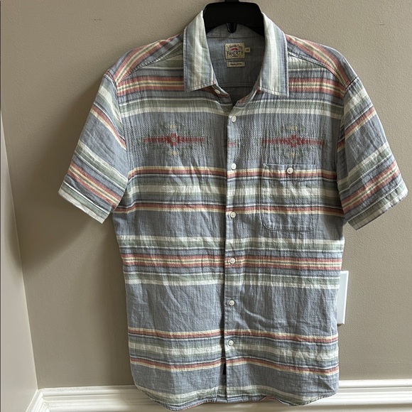 Faherty Men’s Doug Good Feather Short Sleeve Button Down Shirt Size Medium - Picture 1 of 7
